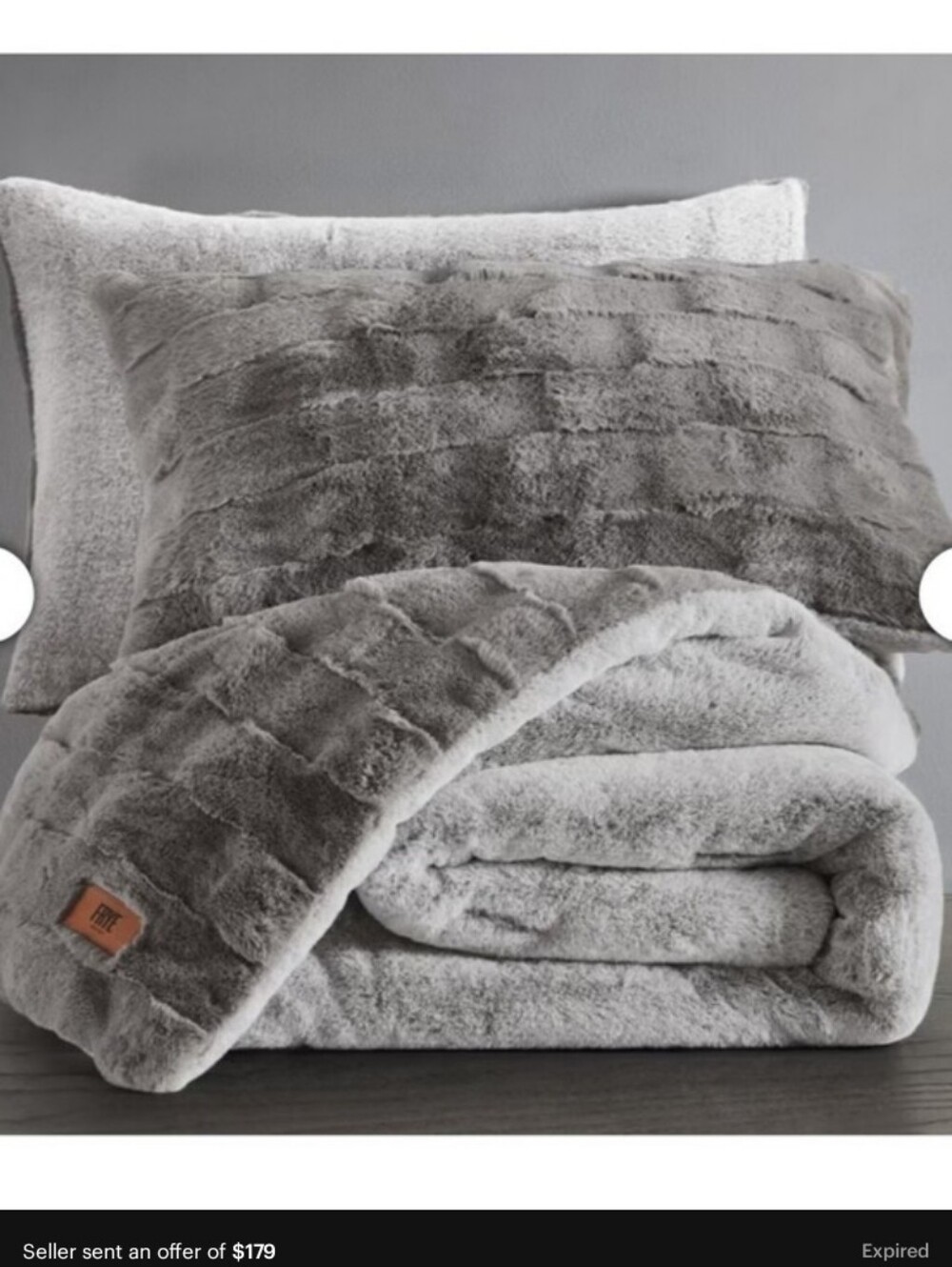 Frye Faux Rabbit Fur Comforter Set 3pc 930 GSM QUEEN, New homer - Picture 2 of 7